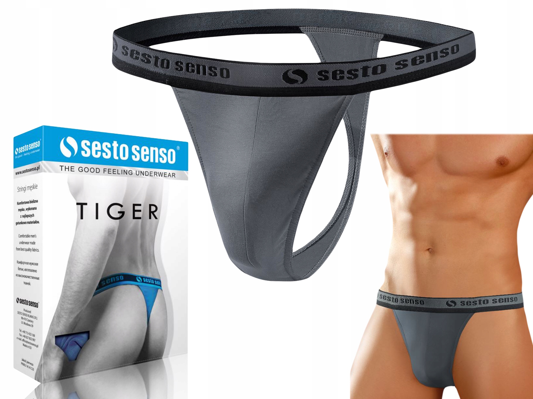 

Stringi męskie Sesto Senso Tiger, grafitowe, L