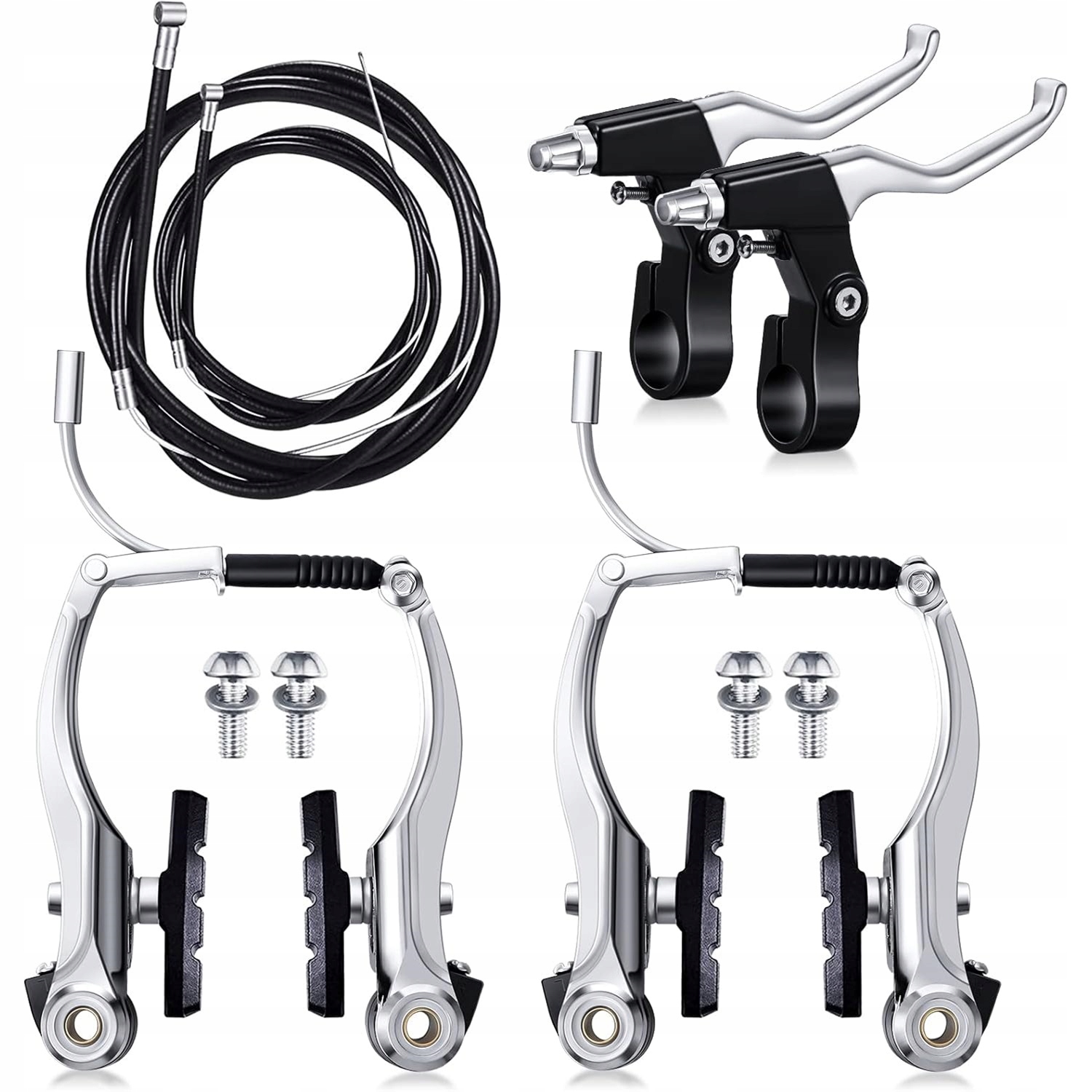 Zestaw Hamulców Rowerowych Aluminium V-brake Linki 40 I 20 Cali Przód Tył