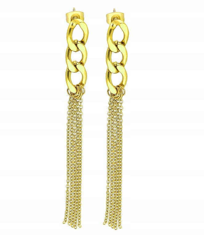 

Kolczyki Złote Długie Łańcuszki Chain Stal 316 L
