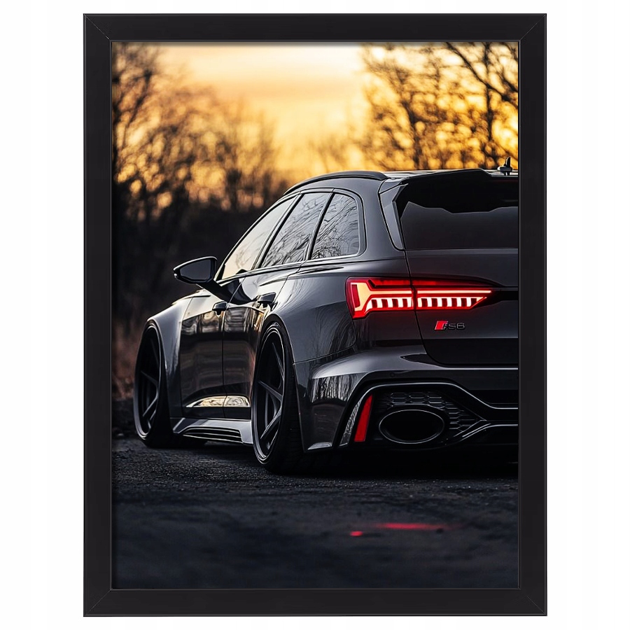 Obraz Audi RS6 w ramce samochód sportowy plakat na ścianę 70x50 cm