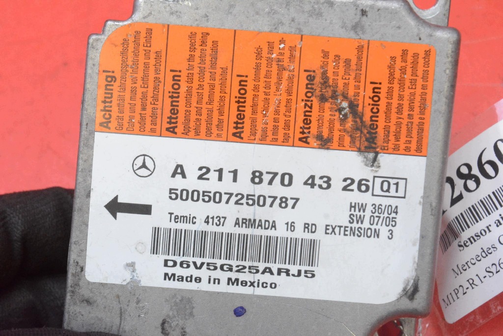 modulo SENSOR airbag airbag A2118704326 MERCEDES CLS C219 04-08