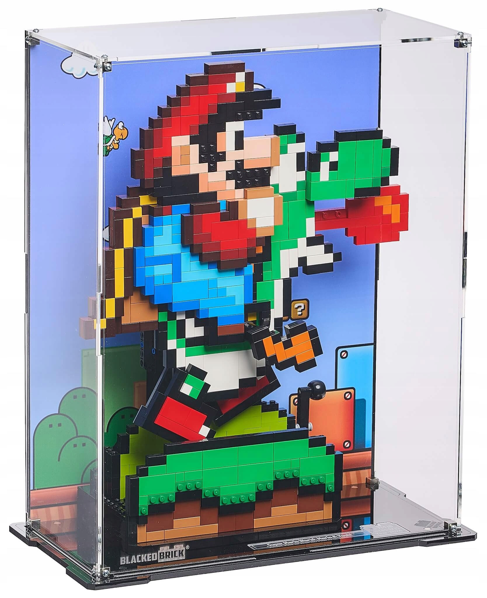 Vitrína s pozadím Blacked Brick pre Lego 71438 Mario World: Mario a Yoshi