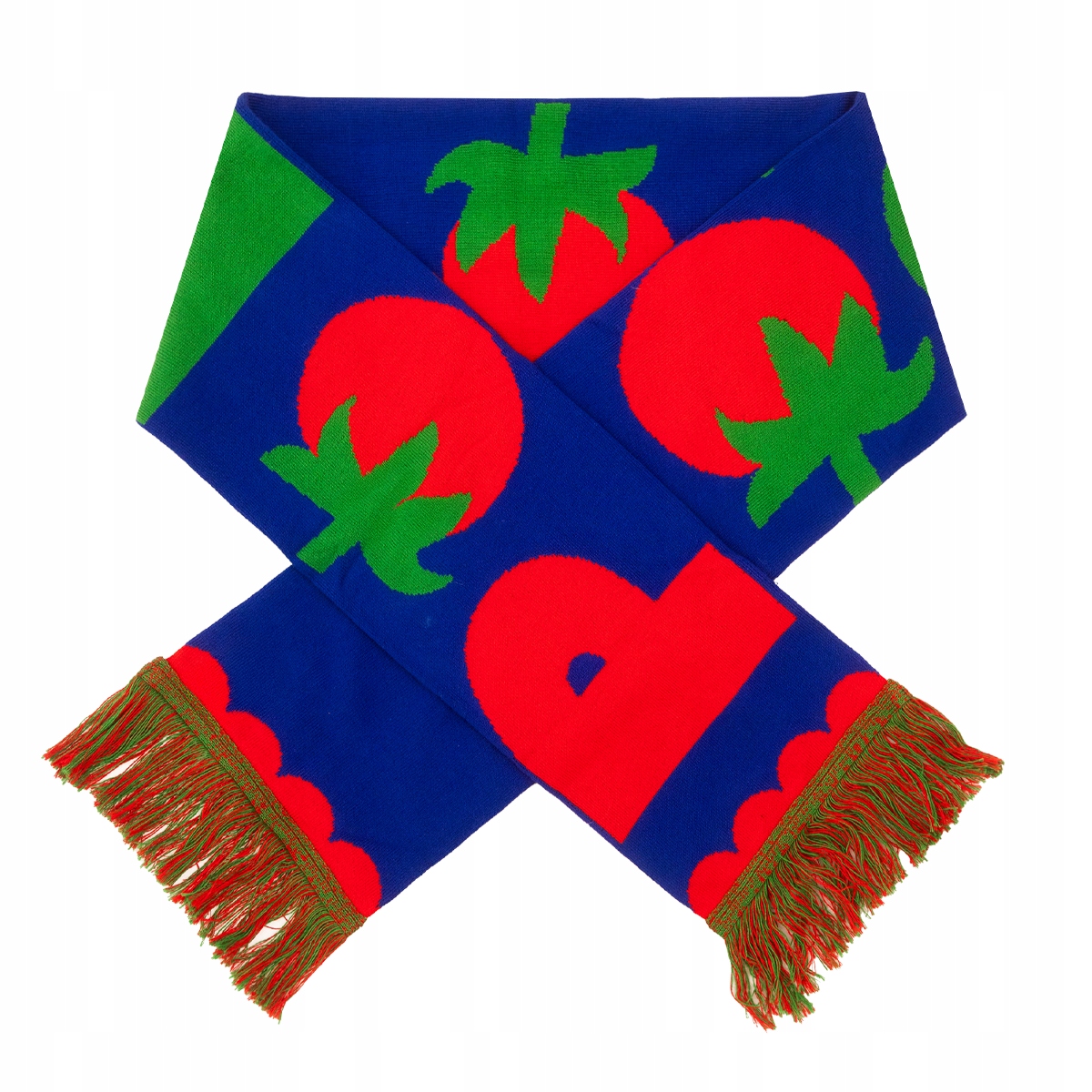 Modrý bavlněný šátek s třásněmi Rajče