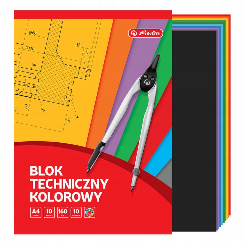 

Blok techniczny kolorowy A4 10k 160g/m2 Herlitz
