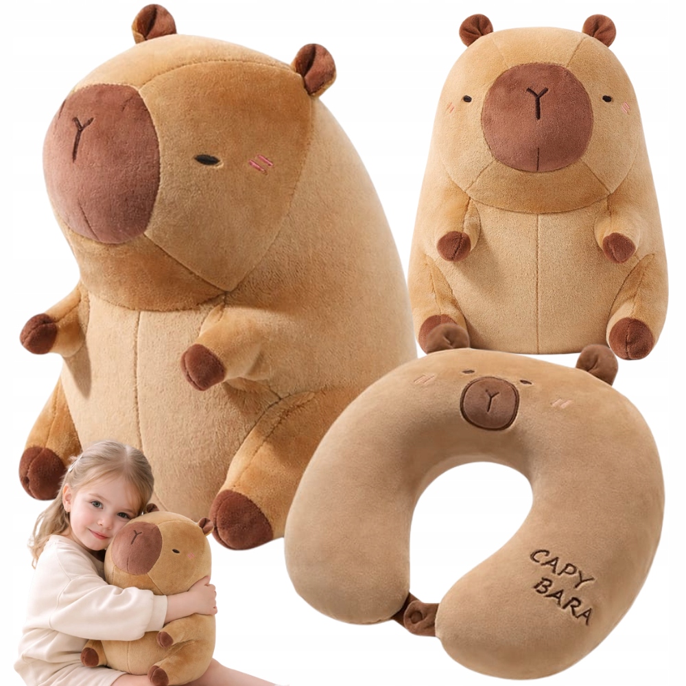 MASKOTKA PLUSZAK 2W1 ROGAL PODUSZKA PODRÓŻNA TURYSTYCZNA DZIECIĘCA KAPIBARA