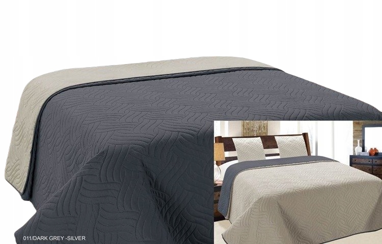 Dekorativní přehoz s povlaky Vigo II 220x240, tmavě šedá, stříbrné vlny