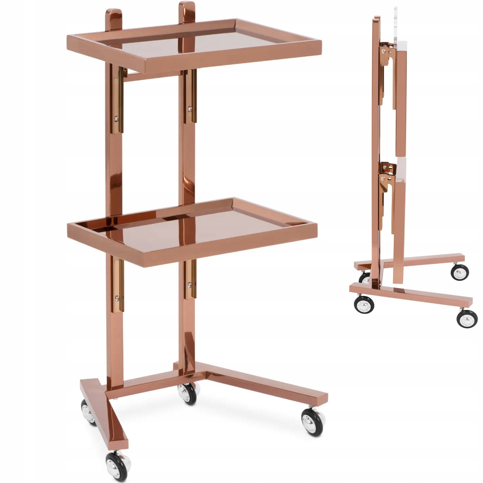 Kosmetický kadeřnický pomocník 2 skládací police růžové zlato