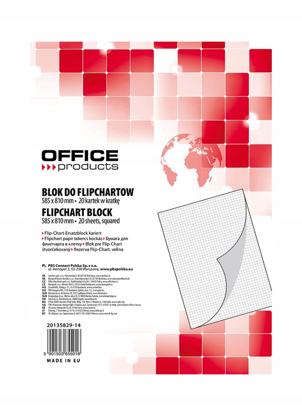 Blok Do Flipchartów 60x90 cm 20 kartek Kratka