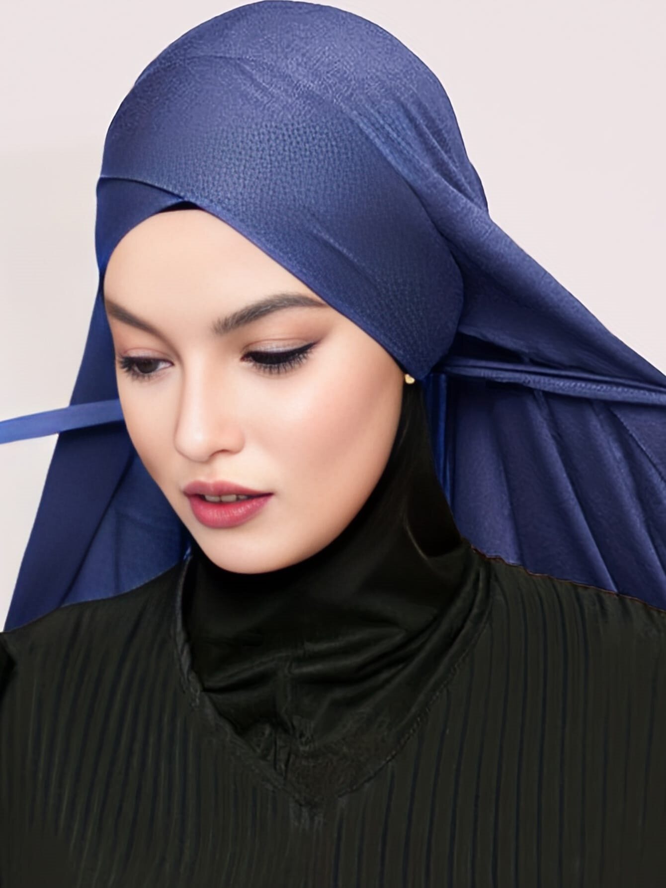 Shein 1 szt. Hidżab damski w jednolitym stylu niebieski