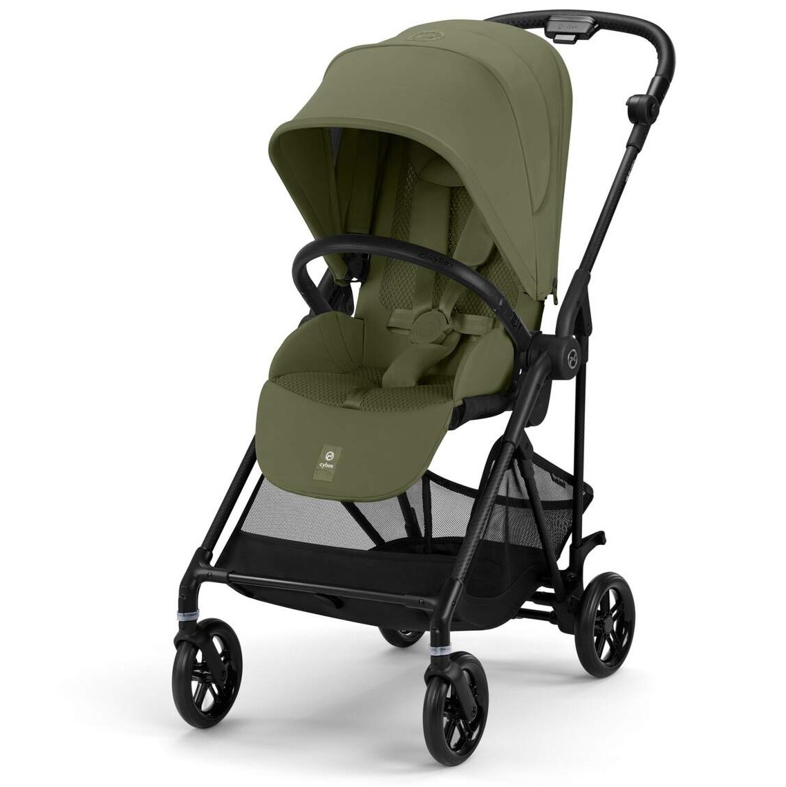 Cybex Melio Carbon wózek spacerowy lekki siedzisko przód tył Moss Green