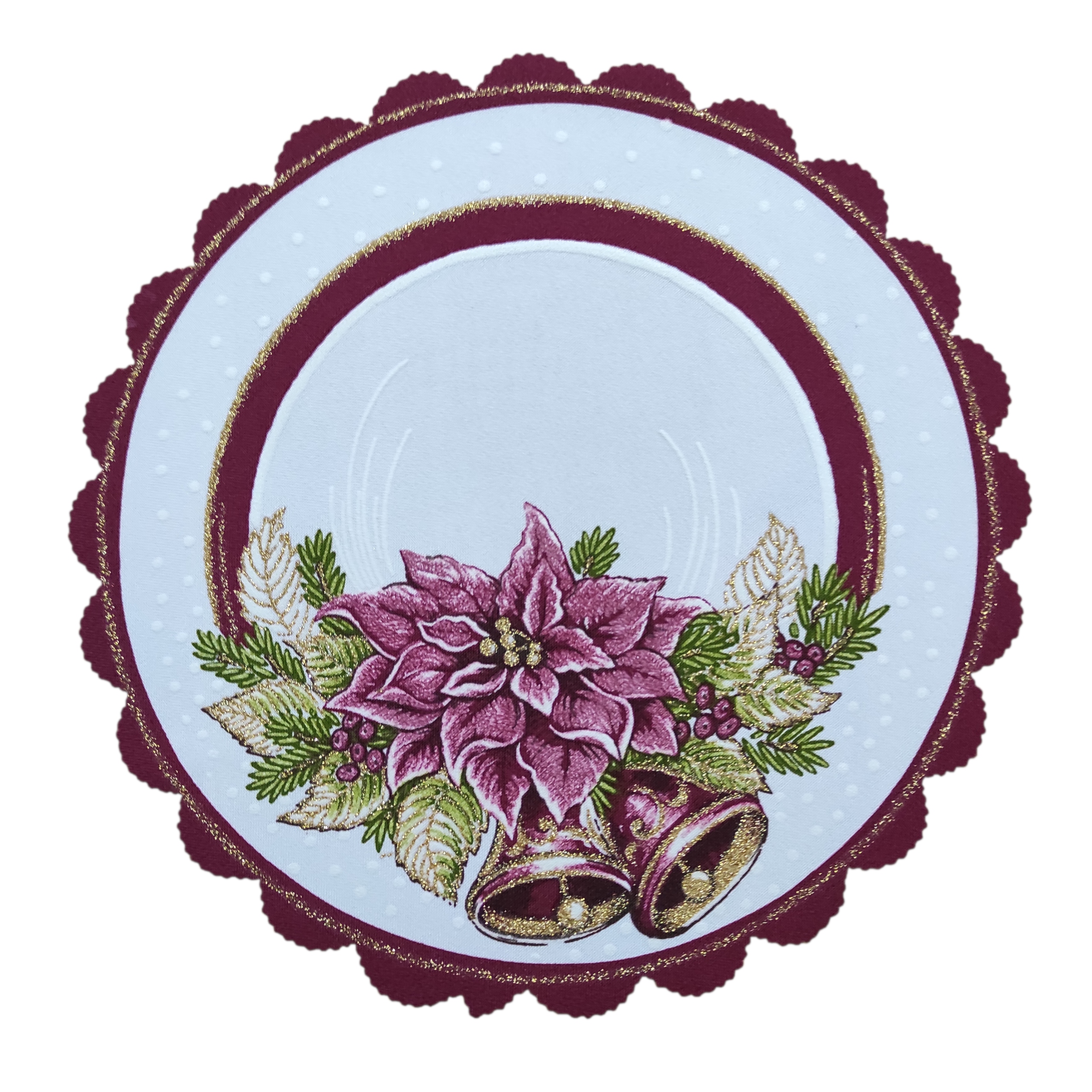 

Piękna Świąteczna Serwetka koło 23 cm bordowa