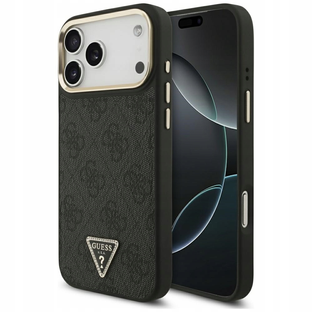 Pouzdro Guess Strass Triangle MagSafe pro iPhone 17 Pro Max černé