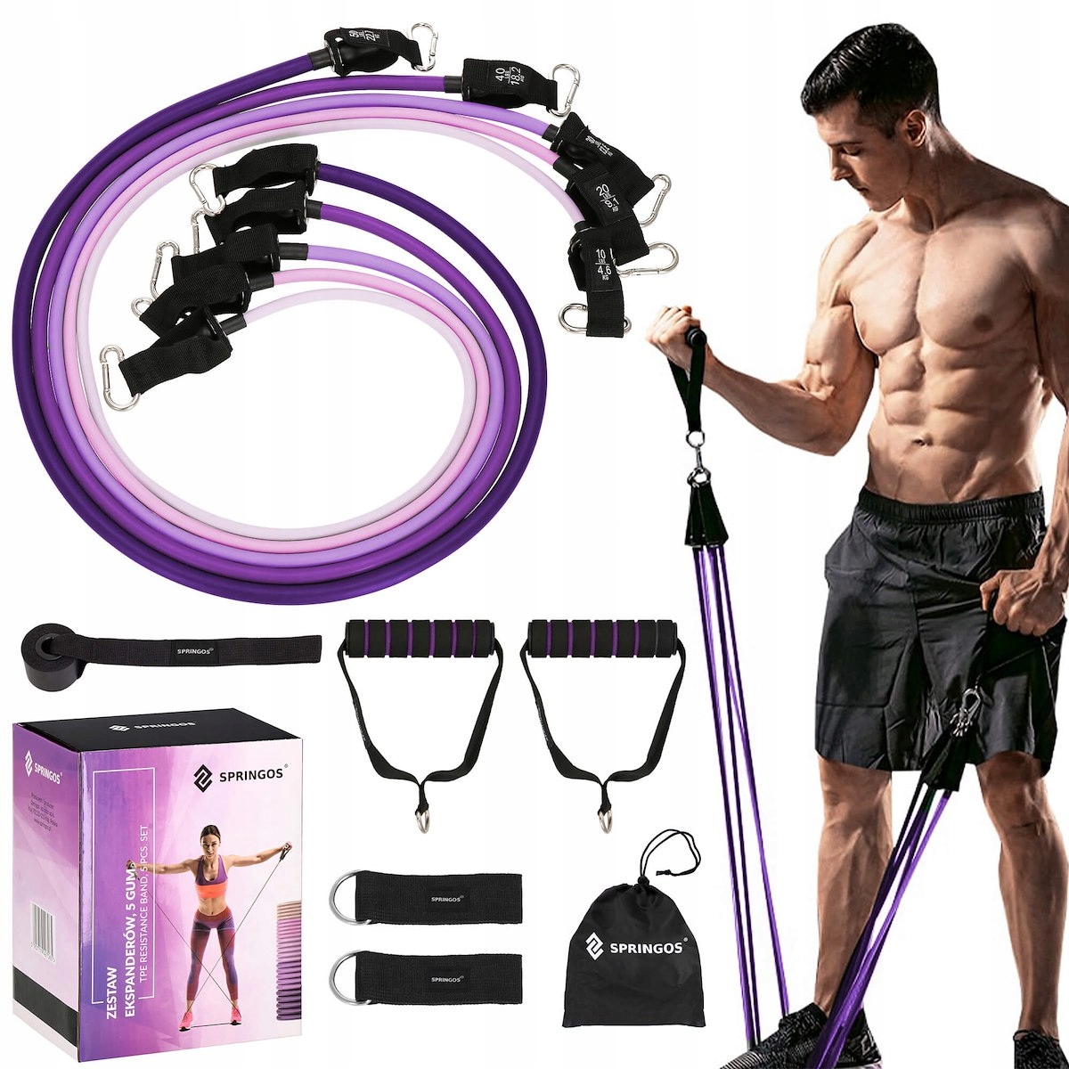 GUMY OPOROWE DO ĆWICZEŃ WORKOUT BANDS PRO ZESTAW DO 68 KG WYSOKA JAKOŚĆ Kod producenta FA0135