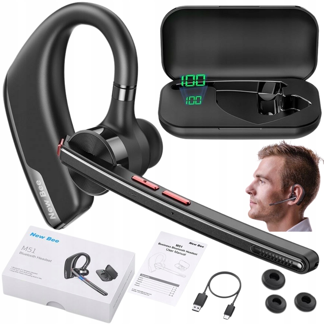 Bezdrátová Sluchátka Do Ucha New Bee M51 Enc 12h Hovor 180 dní Pohotovostního Režimu
