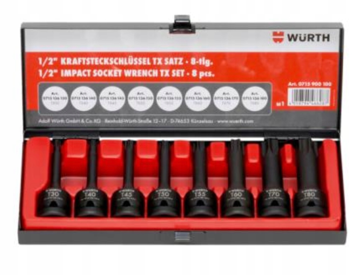 ZEST.NASAD.UDAR 1/2CAL TX DŁUGICH 8SZT.Wurth