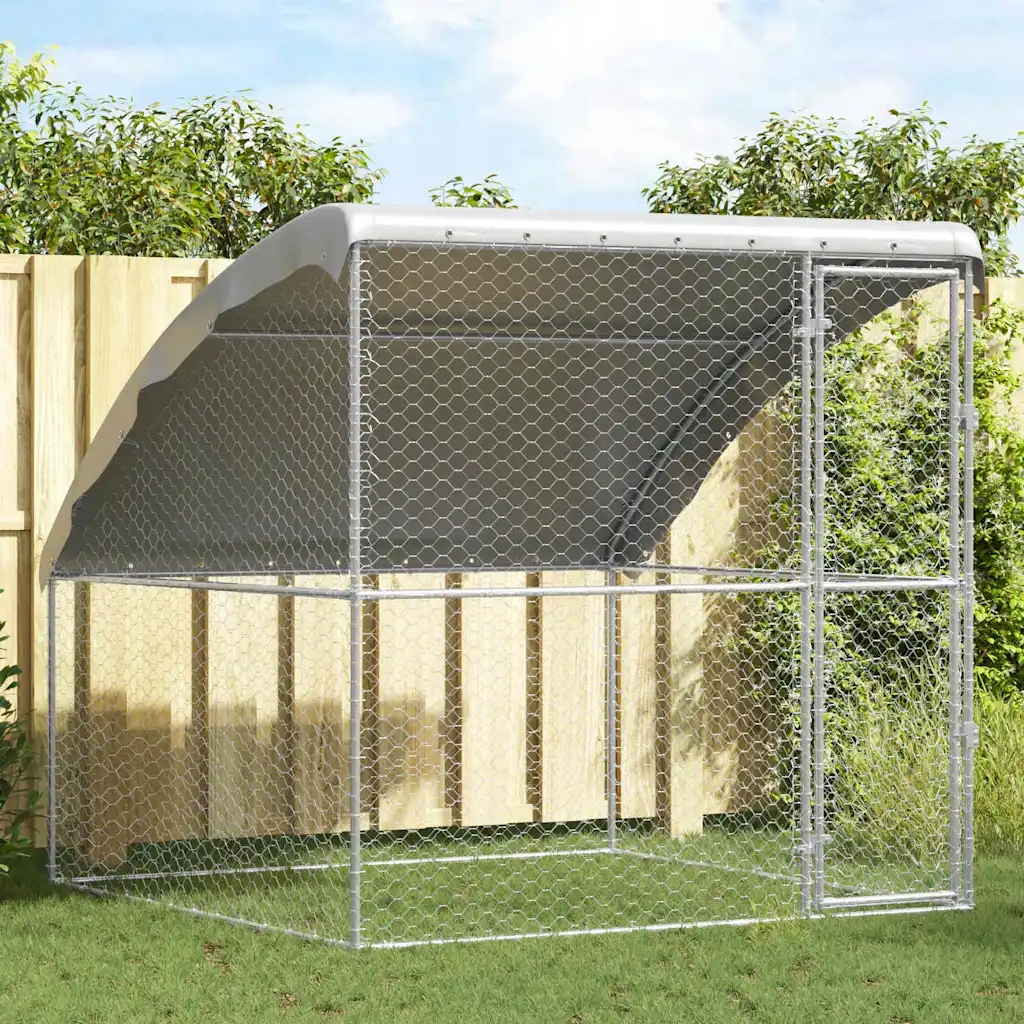 vidaXL Psí kennel s úložištěm Stříbrná 2 x 2 x 2 m Pozinkovaná ocel