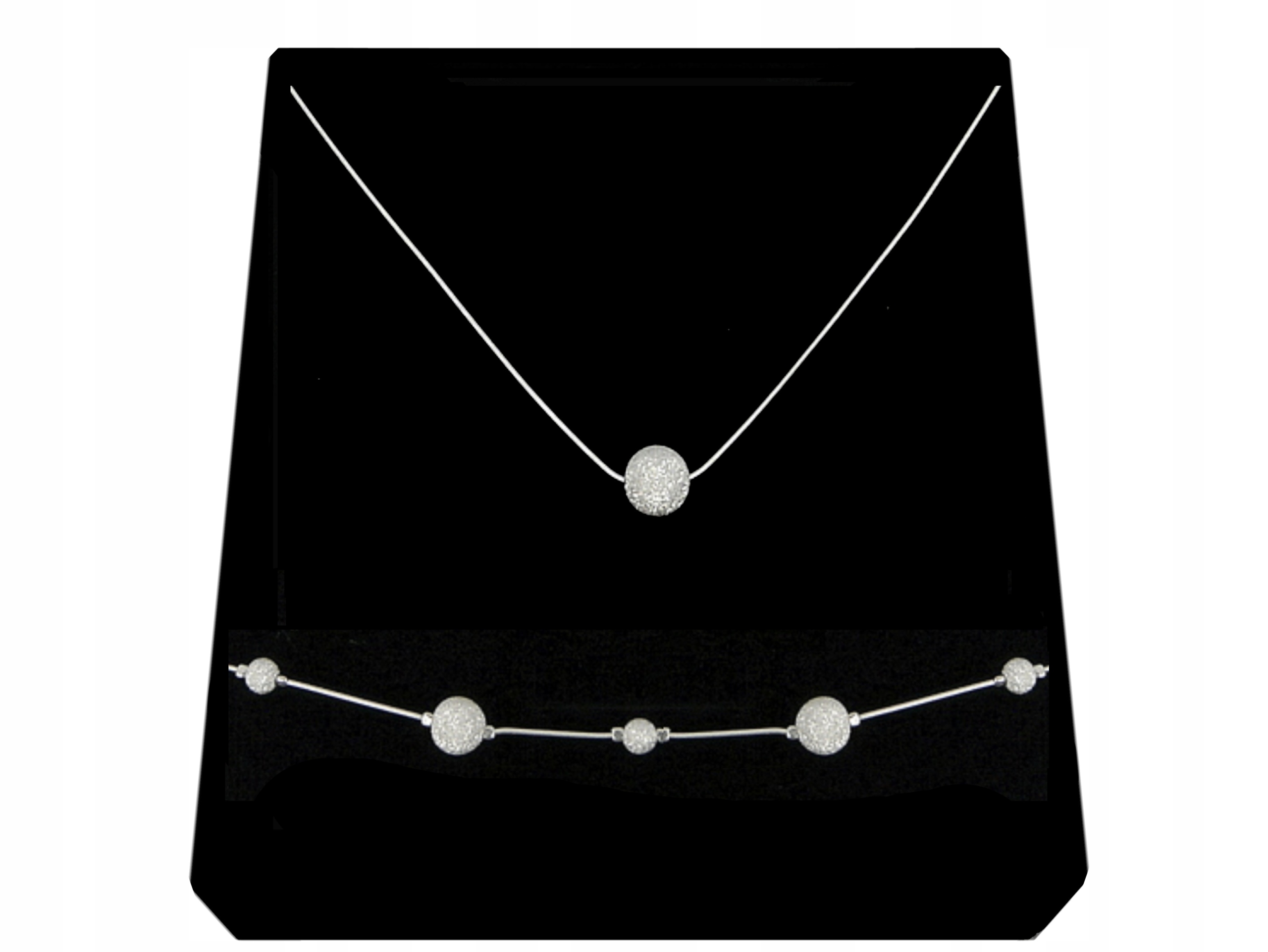 

Srebrny Komplet Kulki Diamentowane srebro 925