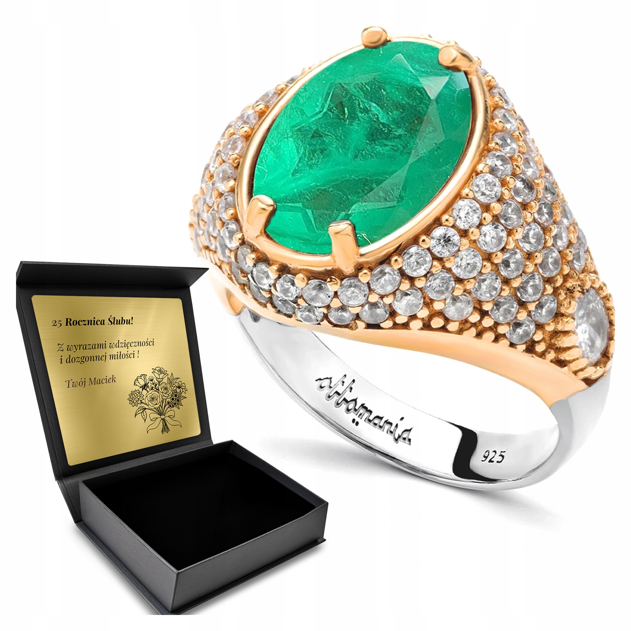 Prstýnek 925 Zirkony Turmalín Šperky Pro Ženy Gravírování