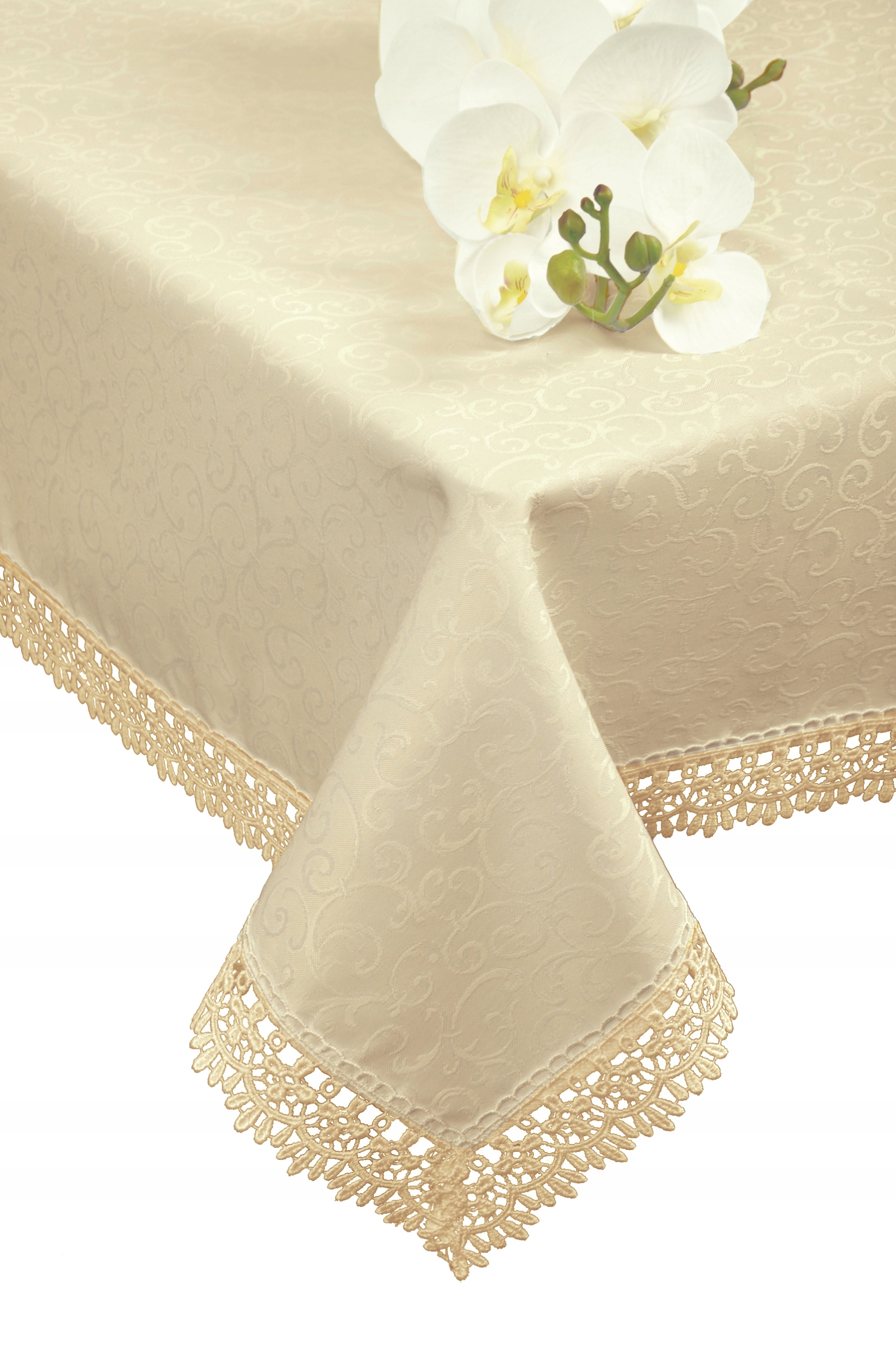 plamoodporny obrus gipiura Florencja 220x140 beż