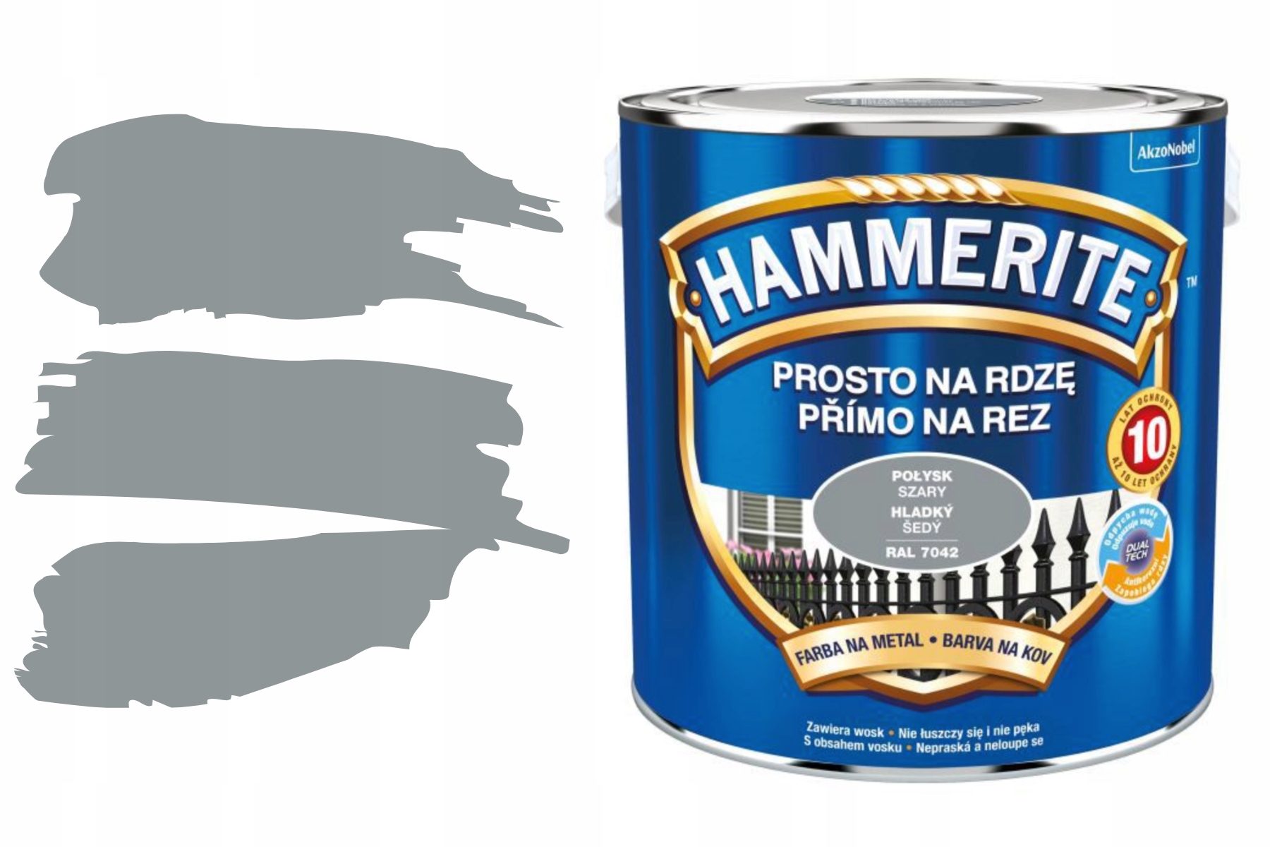 Wydajna Farba do Metalu Drewna Na Rdzę połysk szara 2,5 l