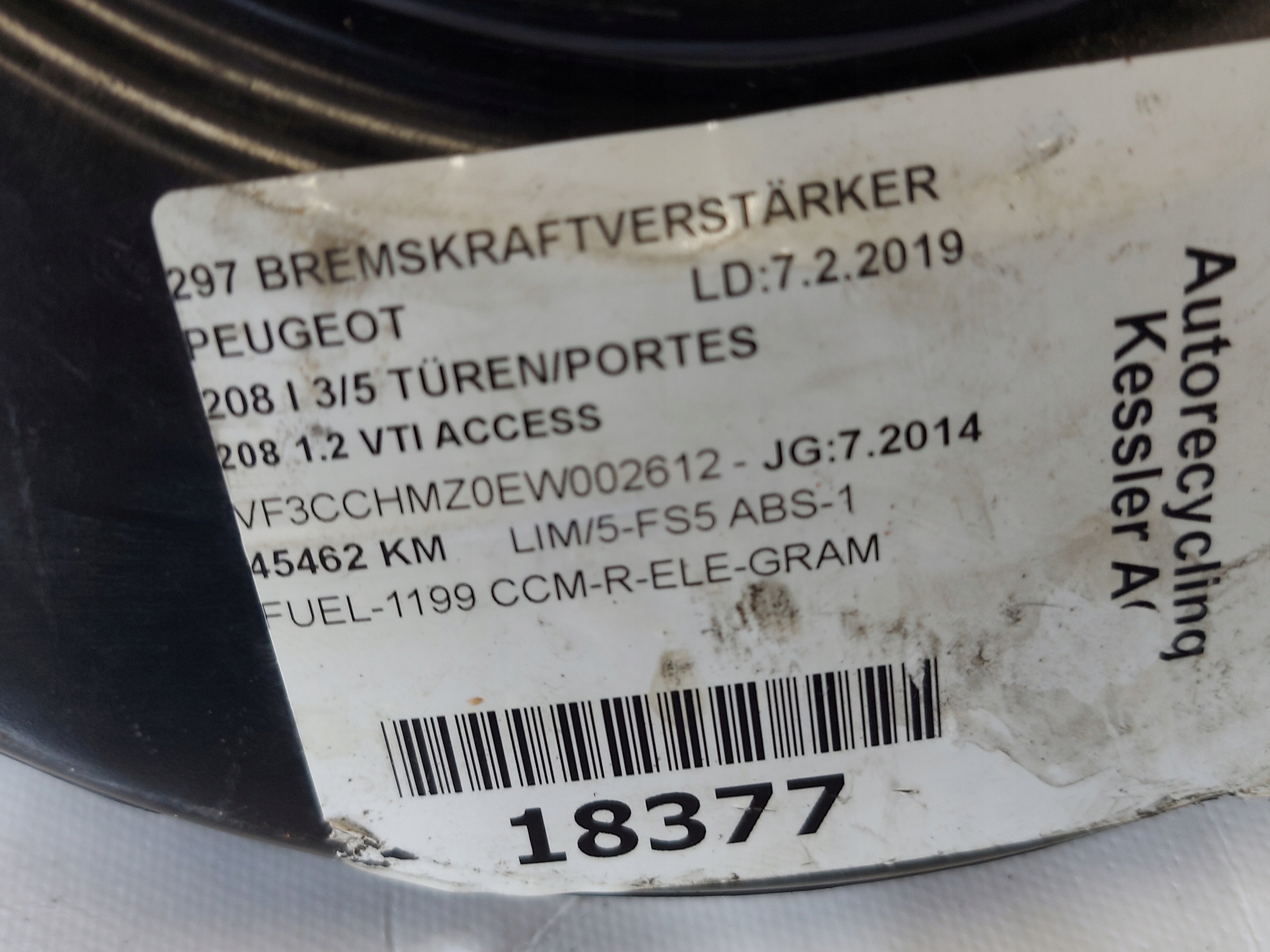 servo Pompa PEUGEOT 208 9805058180 1.2 VTI