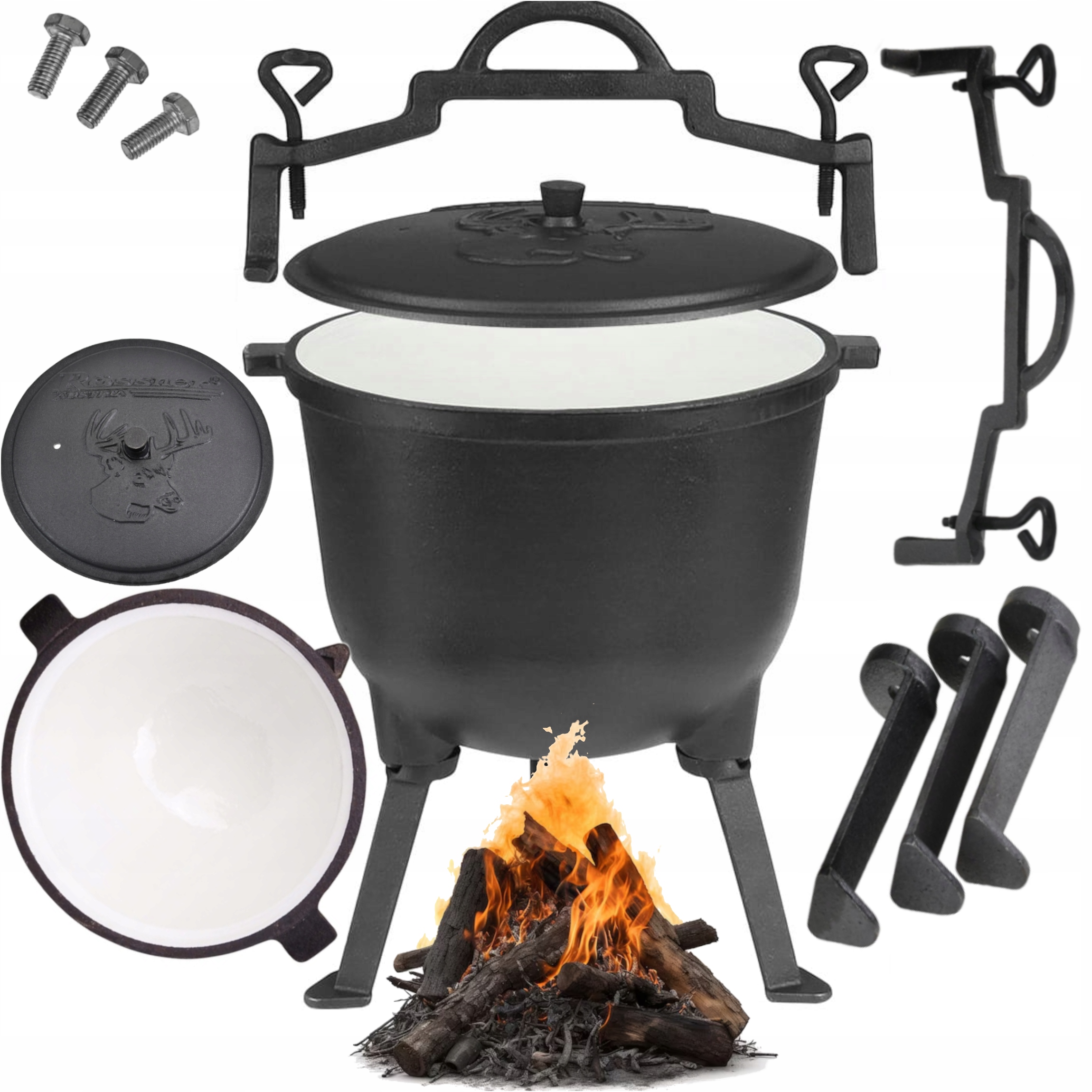 Litinový Smaltovaný Kotlík Největší Lovecký Hrnec 23,5 Kg XXL