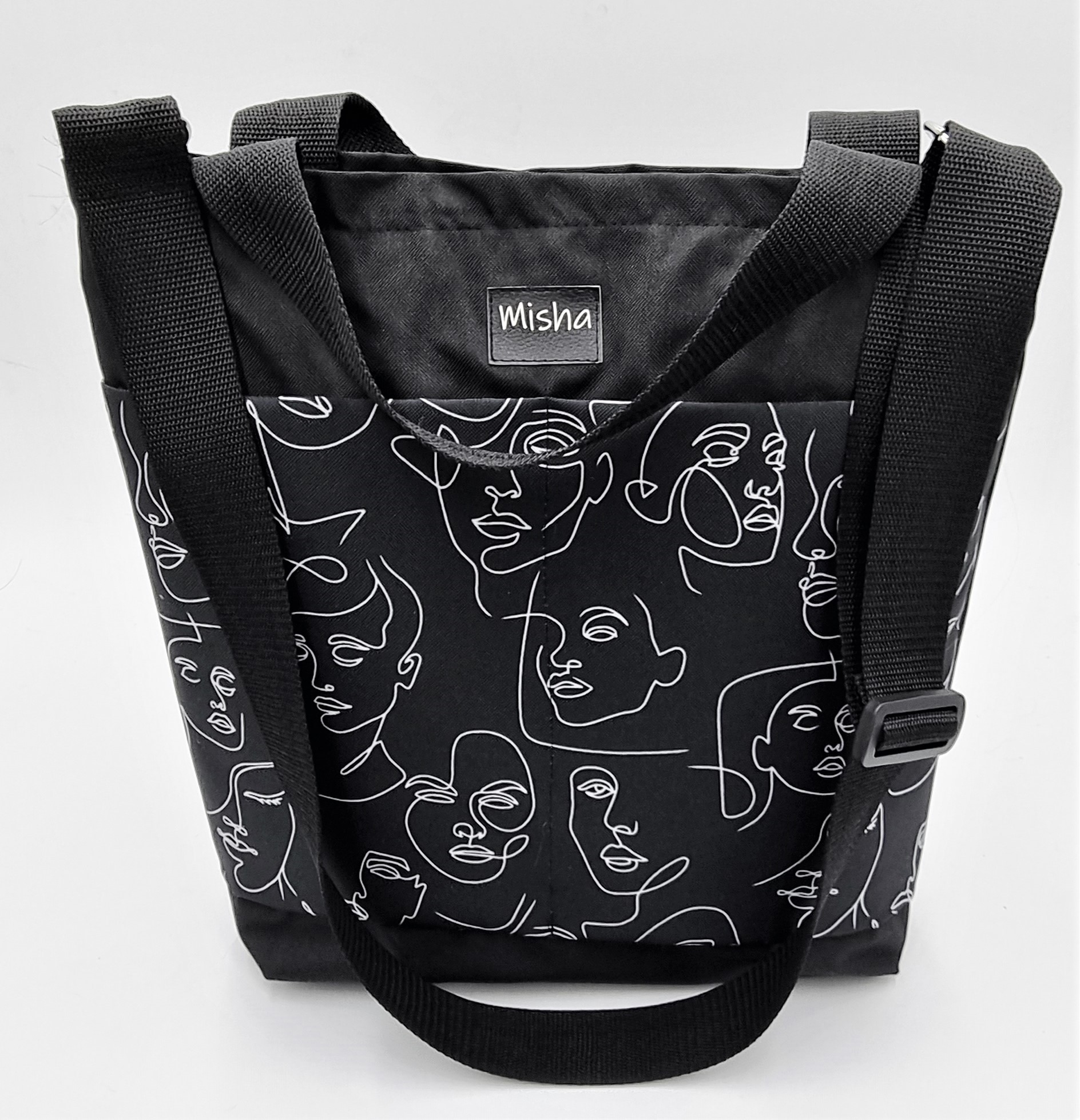 Женская черная сумка с рисунком лица на плечо Mark Other Brand