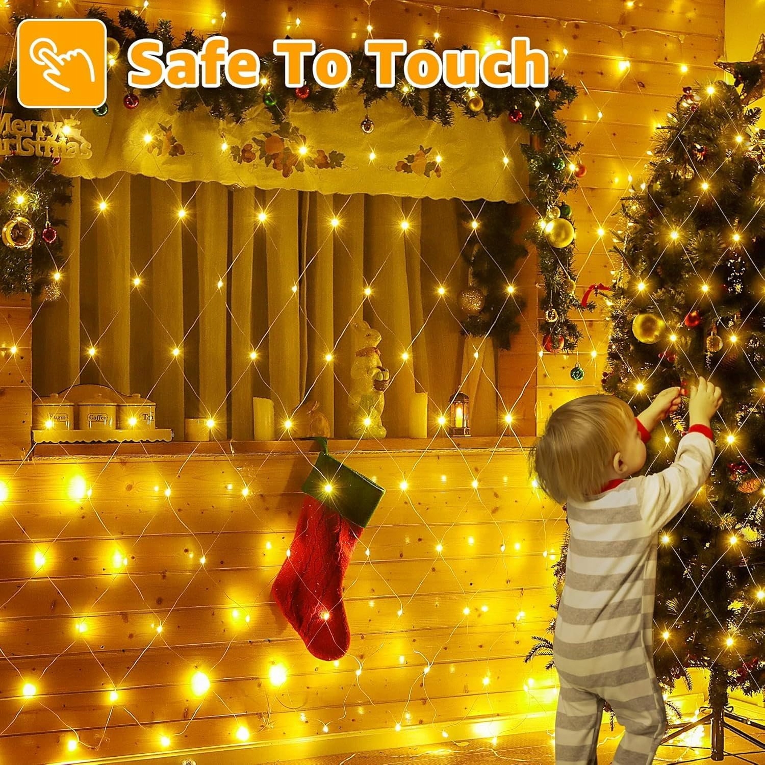 JOYCOME Siatka Girlanda Świetlna Lampki Zewnętrzne 3x2m 200 LED 8 Trybów — miniatura 8