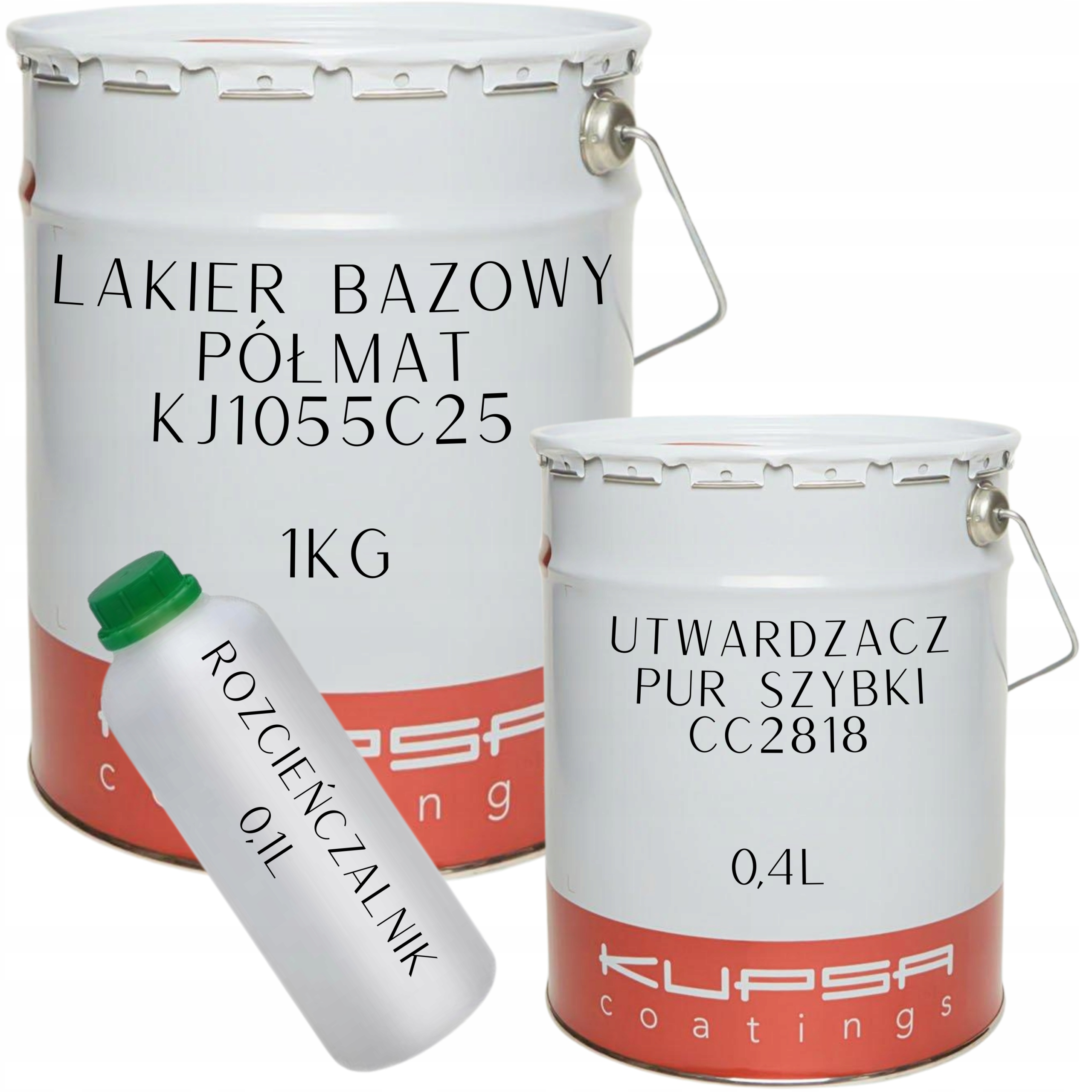 Kupsa Komplet Lakier Pur Bazowy 1KG Utwardzacz 0,4L Do Drewna Biały Półmat