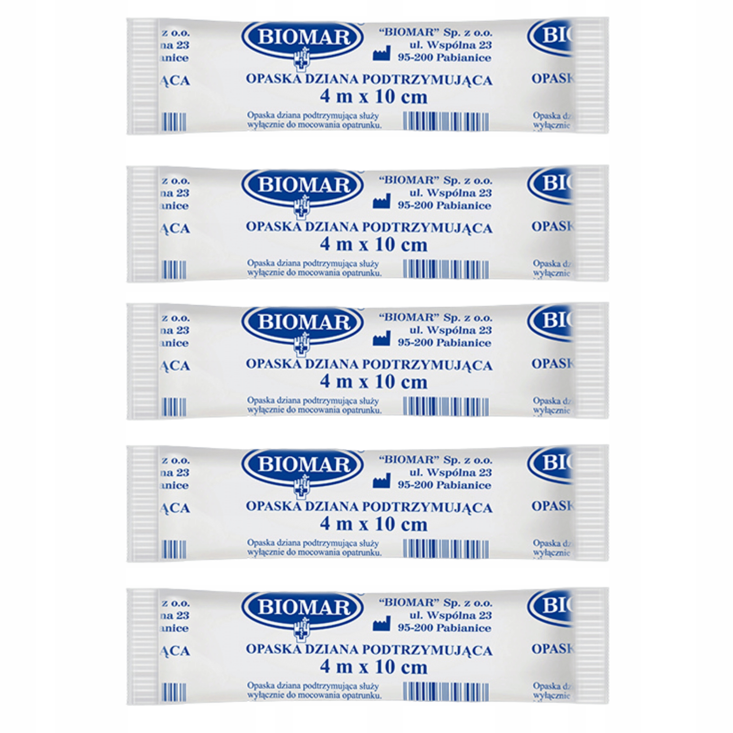 Bandaż opatrunkowy OPASKA DZIANA 10cm x 4m Producent wyrobu medycznego Biomar