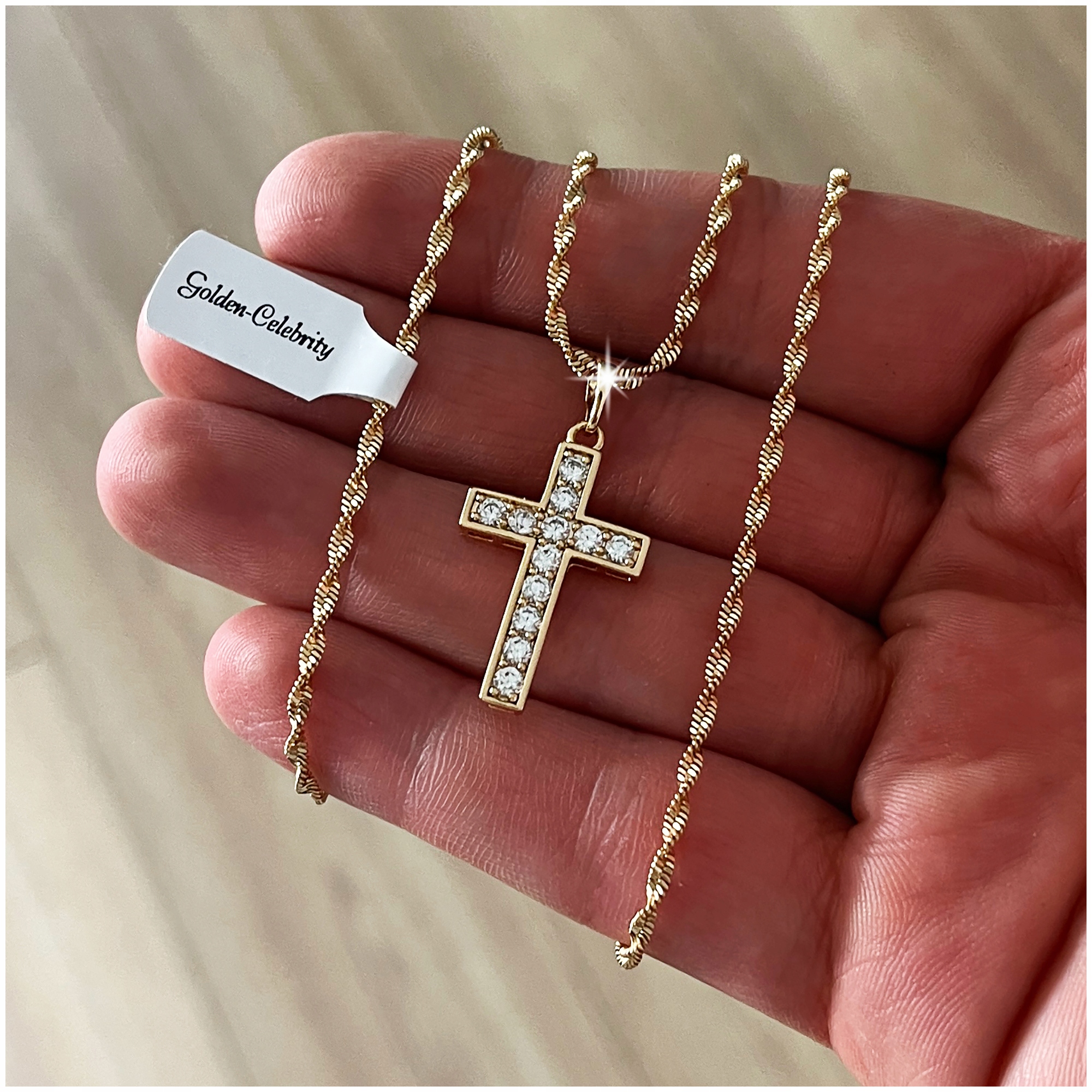 ZŁOTY ŁAŃCUSZEK + KRZYŻYK 18K STAL CHIRURGICZNA NA PREZENT + GRAWER GRATIS Stan opakowania oryginalne