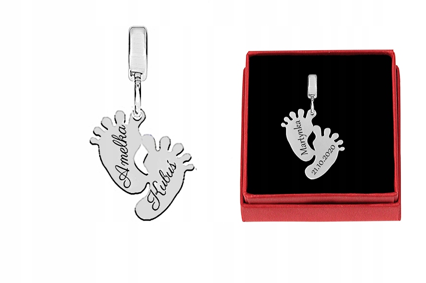 

Zawieszka Charms Stópki Do Pandor Grawer Srebro