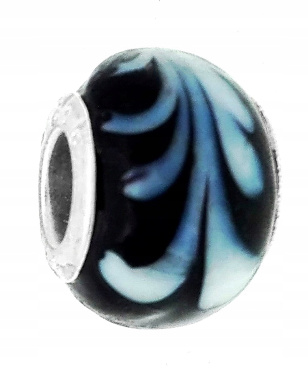 

Charms do Pandora szklany czarny z motywem roślin
