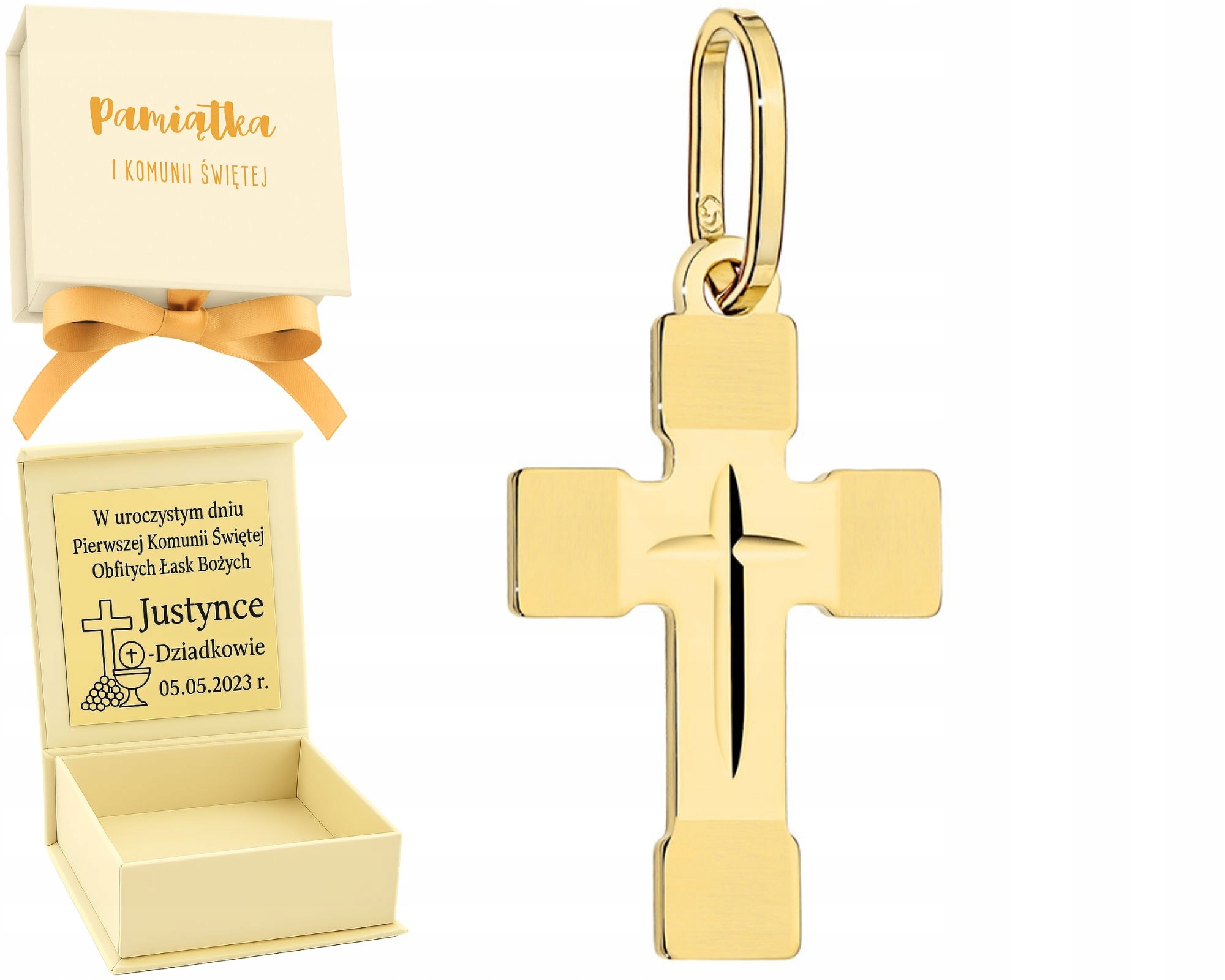 Zlatý křížek 585 s ozdobnými rameny jako Dárek K Prvnímu Svatému Přijímání