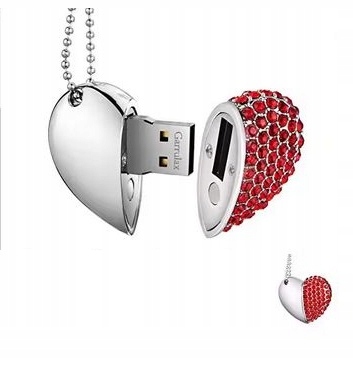 Pendrive Usb 16 Gb Damski Naszyjnik Serce Czerwone 619