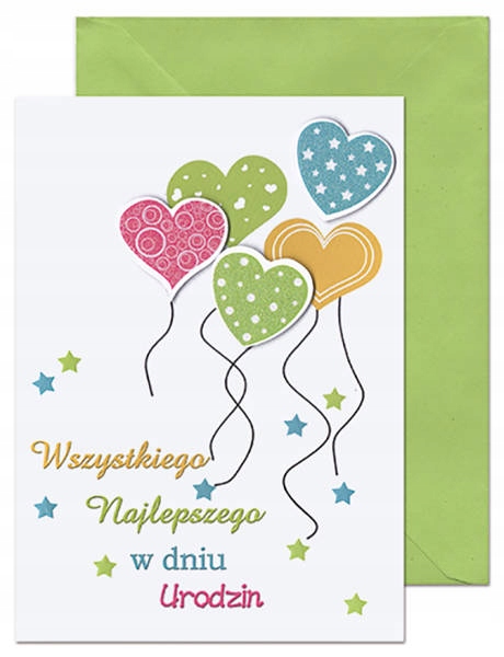

Kartka Urodzinowa Balony Serca Sto Lat 12 X 17 CM