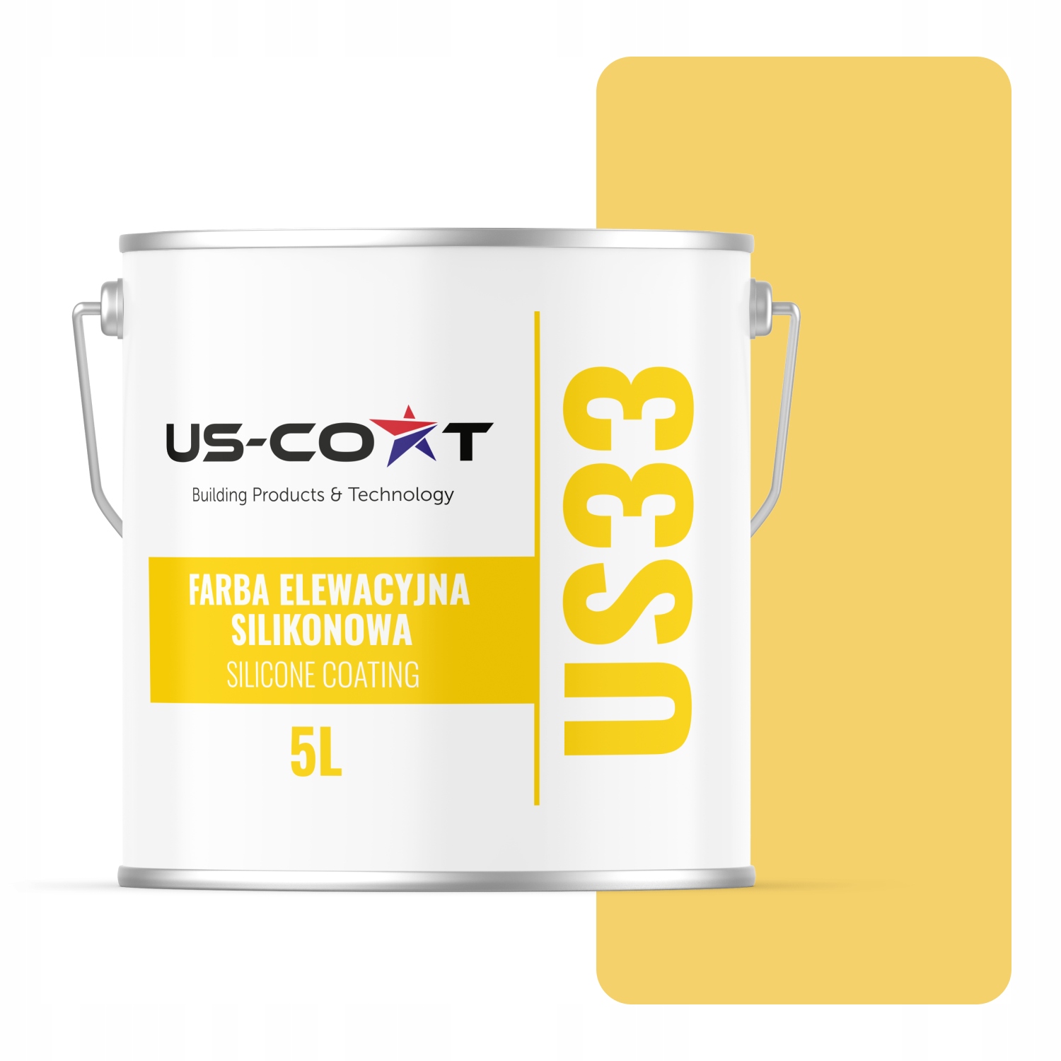 Fasádna Farba Silikónová Žltá Citrónová F624 Uv 5L Poľský Výrobca