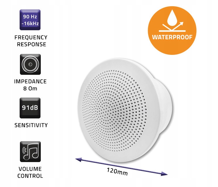 GŁOŚNIK SUFITOWY WODOODPORNY BIURO ŁAZIENKA TARAS Marka Qoltec