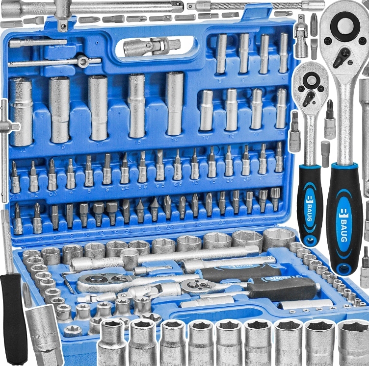 Zestaw Kluczy Nasadowych Klucze Nasadowe 1/4" 1/2" 108 Sztuk Baug