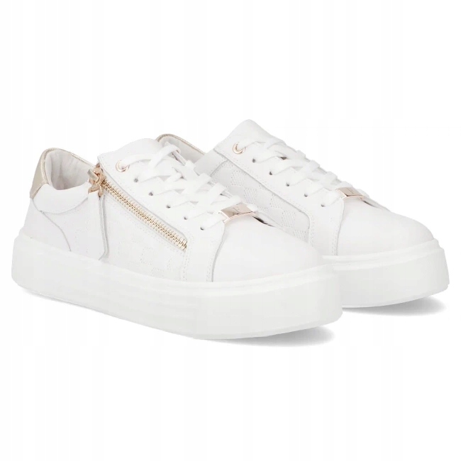 Kožené tenisky Filippo DP7493 Bílé se zlatým detailem 40
