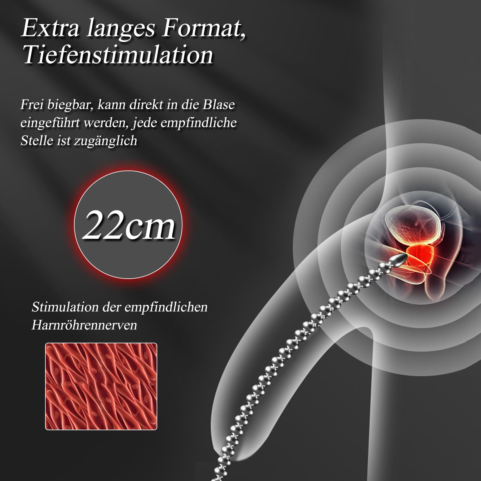 BDSMJOY Dilator Stalowy 245 MM Dla Mężczyzn Penis Plug Stymulacja Prostaty — miniatura 3