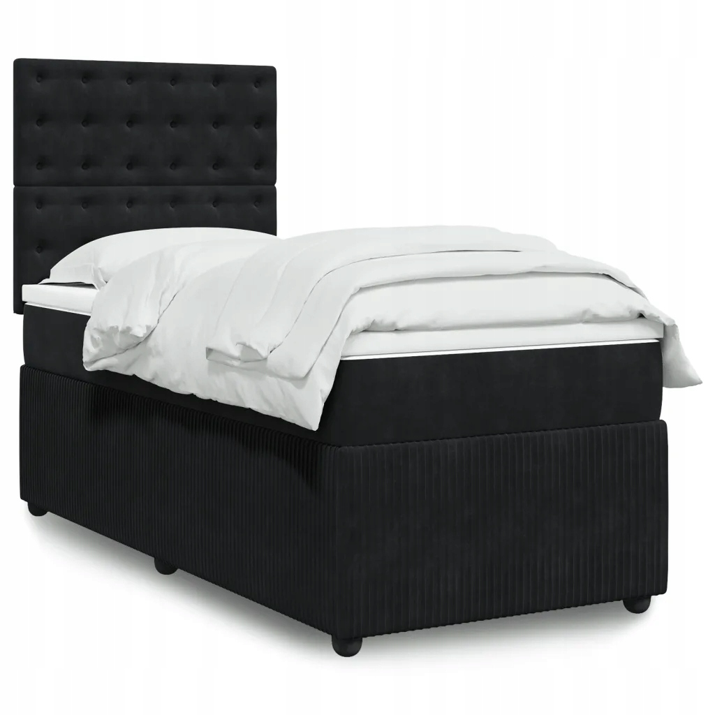 Box spring postel s matrací černá 100x200 cm samet Černý 3294576