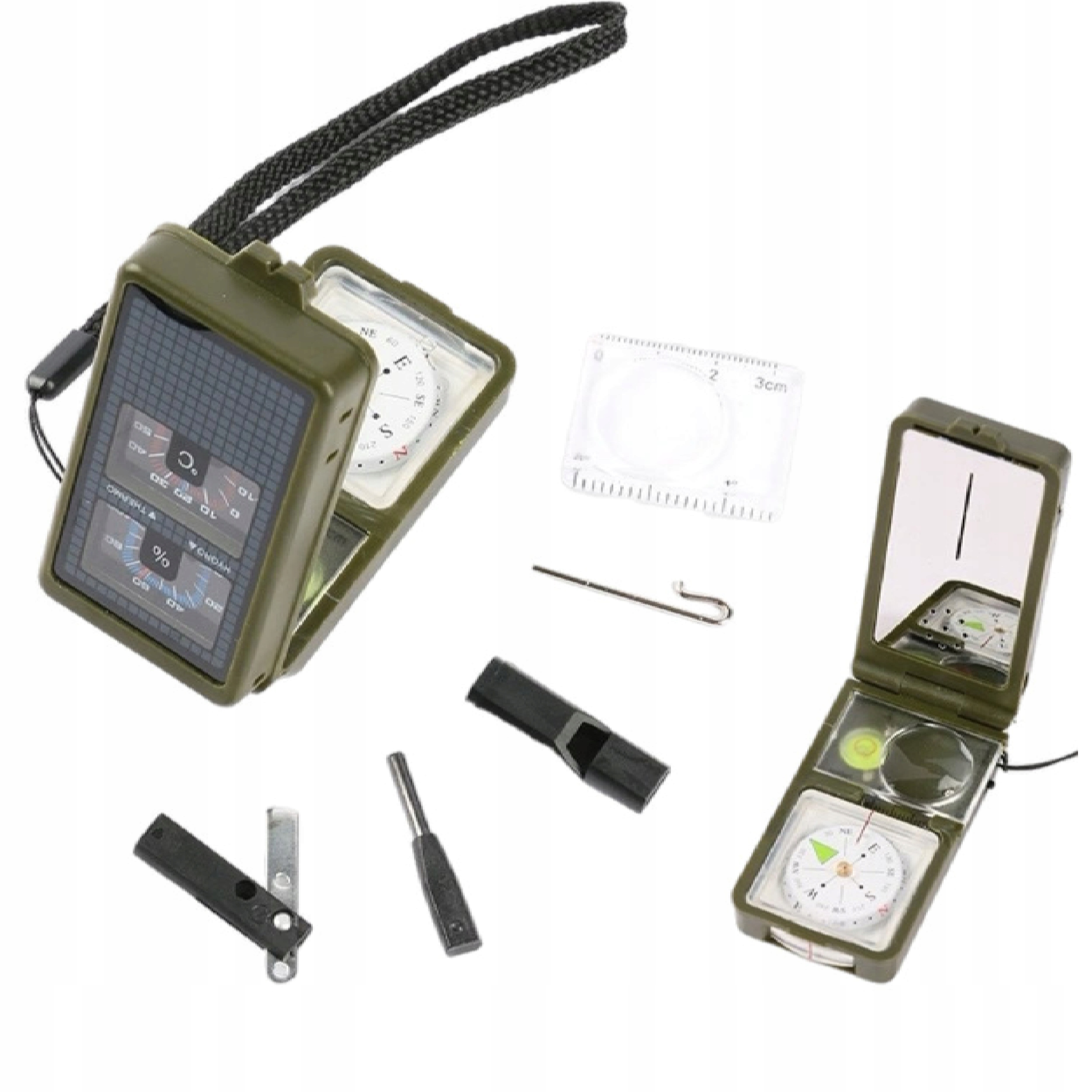 PROFESJONALNY KOMPAS WIELOFUNKCYJNY WOJSKOWY TURYSTYCZNY SURVIVAL DIODA LED Marka inna marka