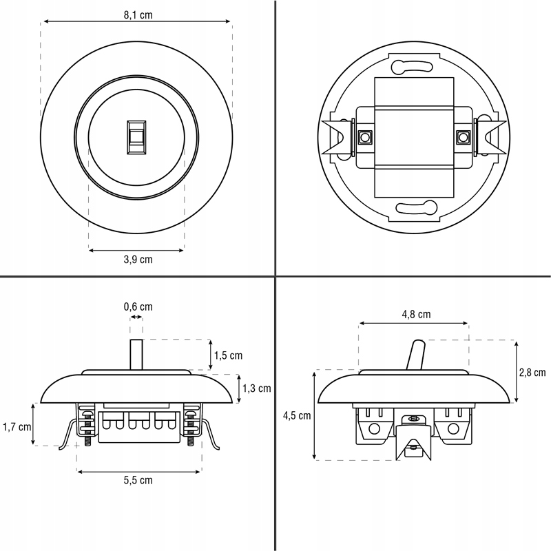 Włącznik pojedynczy z ramką BIAŁY loft retro PRL Kod producenta EX1W0011
