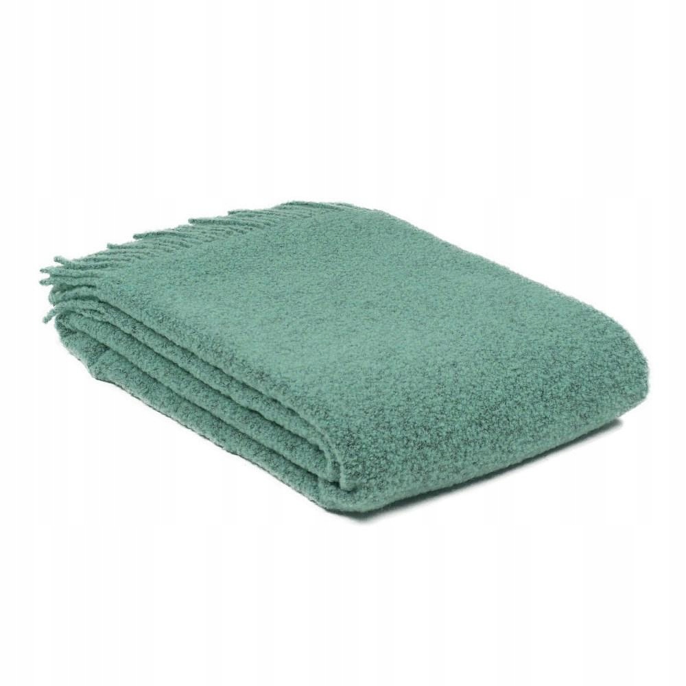 Vlněná deka merino Bukle 140x200 mátová s třásněmi