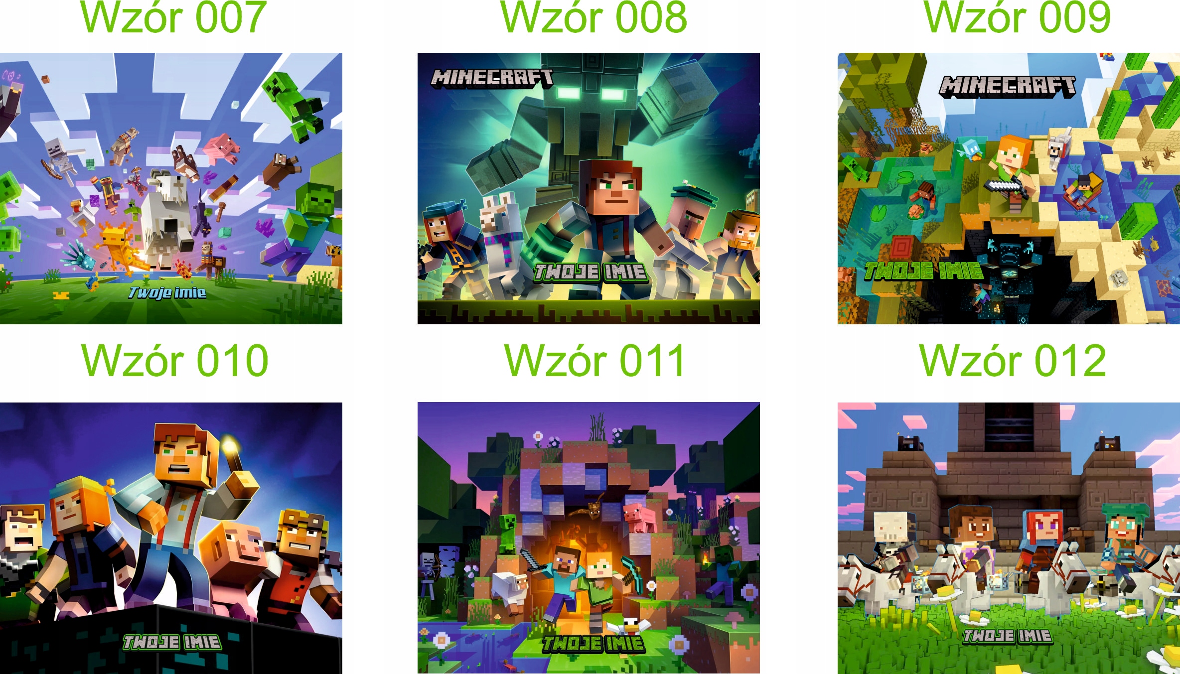 Personalizované Puzzle Minecraft s libovolným textem 192 dílků – různé vzory Kolekce Puzzle Minecraft