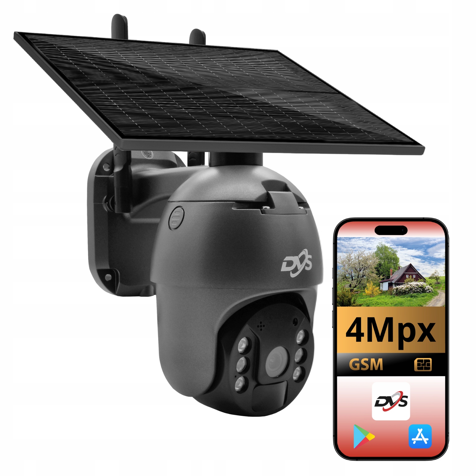 Otočná Kamera Na Sim Kartu S Batériou A Solárnym Panelom 4MPX, Veľká Batéria