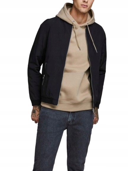 Jack Jones Bunda Bomber Černá Na Zip S Dlouhým Rukávem S J9B