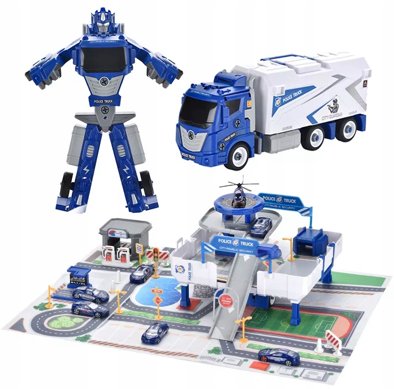 

Duża Ciężarówka rozkładana robot Policja radiowóz