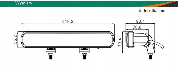 Lampa drogowa 50W + DRL - TXB 0206 Napięcie 24 V